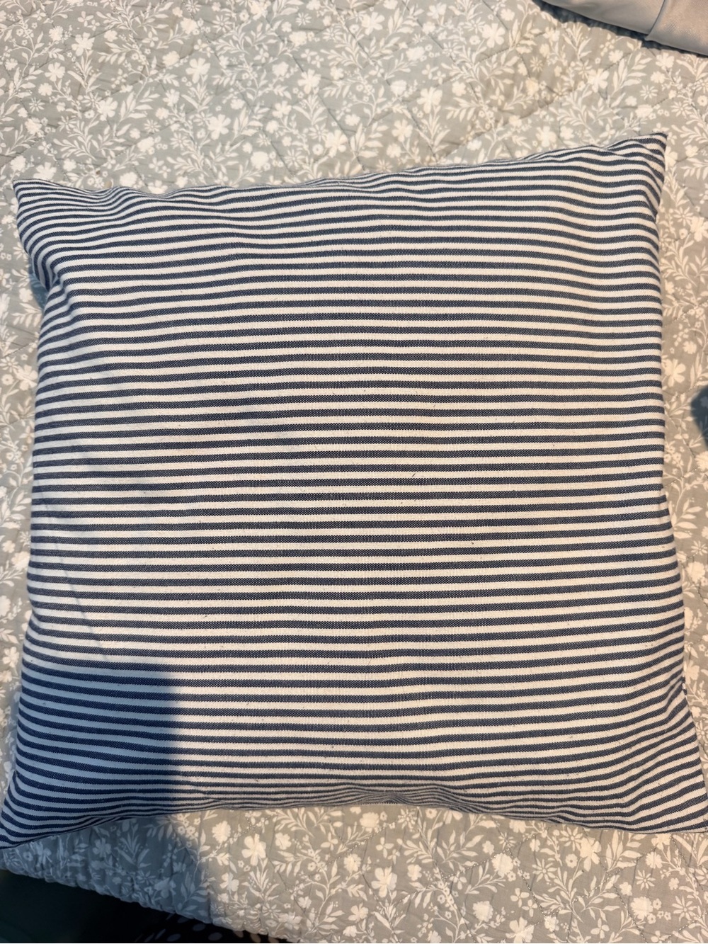 Striped Navy and White Accent Pillow - Classic Coastal Style size 16x by 16x